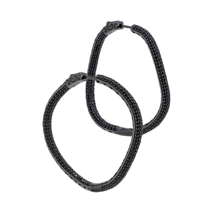 Black Pavé Colored Squiggly Large Hoop Earring - Adina Eden's Jewels