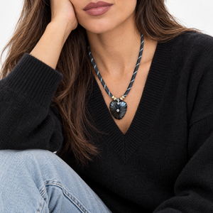 Onyx Heart Natural Stone Black Rope Necklace - Adina Eden's Jewels