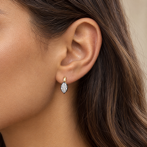 Lab Grown Diamond Marquise Encased Huggie Earring 14K