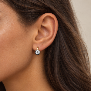 Lab Grown Diamond Round Encased Huggie Earring 14K