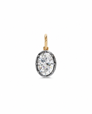 14K Gold / 3CT Lab Grown Diamond 3 Carat Oval Encased Charm 14K - Adina Eden's Jewels