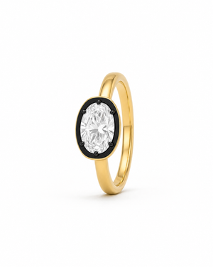14K Gold / 3 / 2CT Lab Grown Diamond Oval Encased East/West Pink Ring 14K - Adina Eden's Jewels