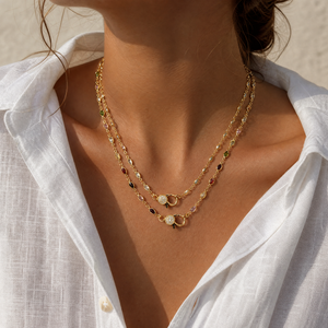 Colored CZ Pear Bezel Pave Clasp Chain Necklace
