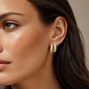 CZ Pave Mini Rounded Huggie Earring - Adina Eden's Jewels