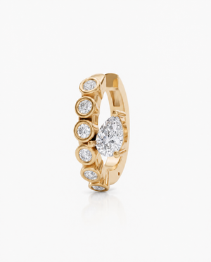 14K Gold Lab Grown Diamond Pear/Round Bezel Accent Ear Cuff 14K - Adina Eden's Jewels