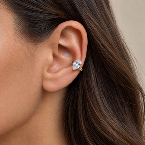 Solid Gold CZ Floating Teardrop Ear Cuff - Adina Eden's Jewels
