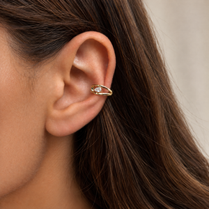 Lab Grown Diamond Pear Open-Split Ear Cuff 14K - Adina Eden's Jewels