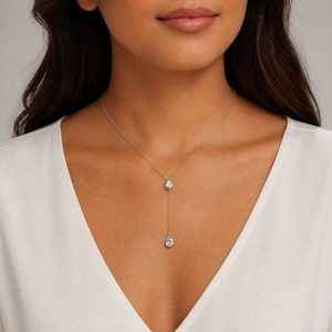 Double Pear Drop Chain Lariat Necklace - Adina Eden's Jewels