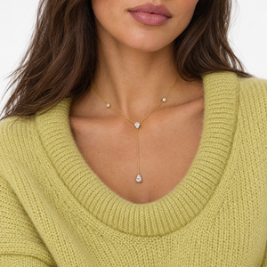 Lab Grown Diamond Double Pear Lariat Necklace