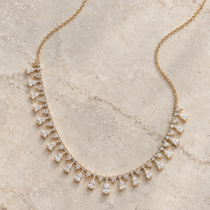 Lab Grown Diamond Pear Dangling Statement Necklace
