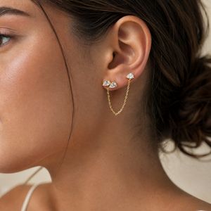 CZ Multi Pear Chain Stud Earring - Adina Eden's Jewels