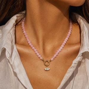 Light Pink Beaded Clicker Necklace - Adina Eden's Jewels