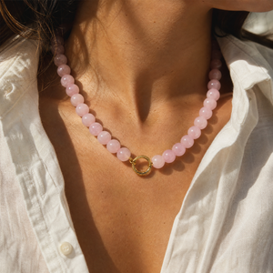 Rose Quartz Large Bead Clicker Necklace