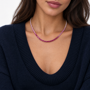 Pink Ombre CZ Tennis Necklace - Adina Eden's Jewels