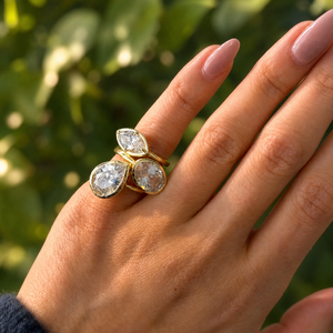 CZ Oval Bezel Pinky Ring