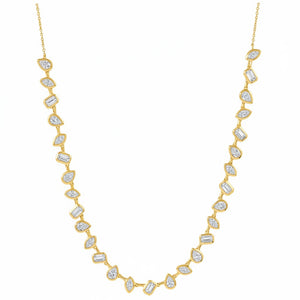 Lab Grown Diamond Multi Cut Bezel Tennis Chain Necklace