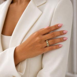 Pave Cross Fluted Dome Ring - Adina Eden's Jewels