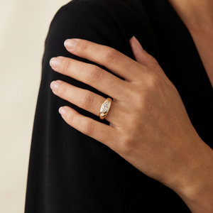 CZ Marquise East-West Bold Pinky Ring - Adina Eden's Jewels