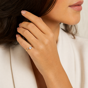 CZ Teardrop /Round Accent Cuff Ring - Adina Eden's Jewels
