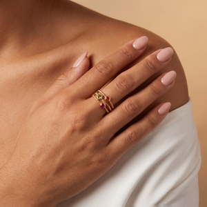 CZ Multi Color Twisted Triple Row Band Ring - Adina Eden's Jewels