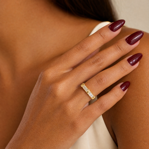 CZ Pricess Cut Cross X Eternity Band - Adina Eden's Jewels