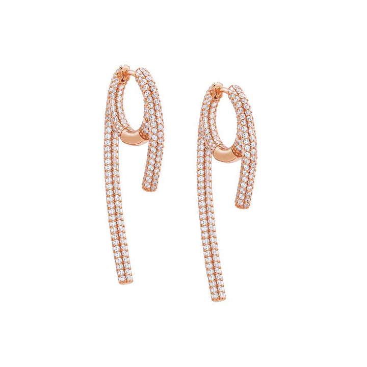 Rose Gold Pavé Front Back Claw Huggie Earring - Adina Eden's Jewels