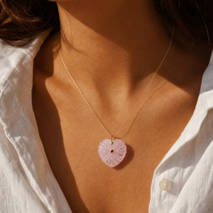 Rose Quartz Heart Magenta Charm 14K - Adina Eden's Jewels