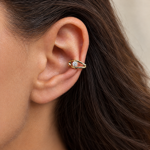 Lab Grown Diamond Round Open-Split Ear Cuff 14K - Adina Eden's Jewels