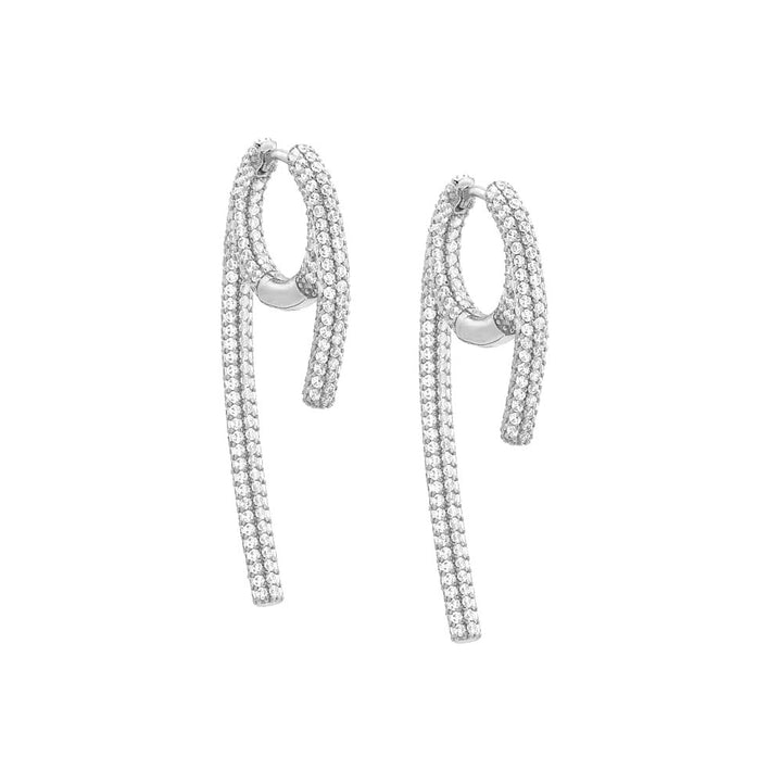 Silver Pavé Front Back Claw Huggie Earring - Adina Eden's Jewels