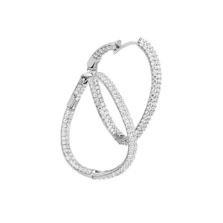 Silver Pavé Colored Squiggly Large Hoop Earring - Adina Eden's Jewels