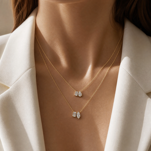 Lab Grown Diamond Emerald X Pear Necklace - Adina Eden's Jewels