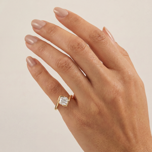 CZ Solitaire Square Bezeled Pinky Ring