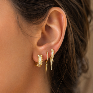 Diamond Spiked Huggie Earring 14K - Adina Eden's Jewels