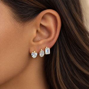CZ Emerald Solitaire Prong Set Huggie Earring - Adina Eden's Jewels