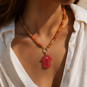 Sunset Mix Beaded Clicker Necklace - Adina Eden's Jewels