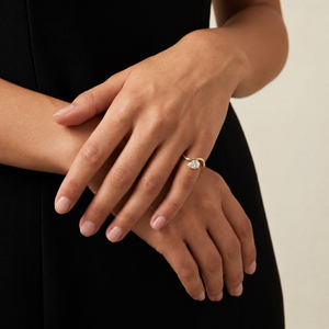 Lab Grown Diamond Pear Swirled Pinky Ring 14K - Adina Eden's Jewels