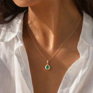 Paraiba Pear Cut Drop Pendant Necklace