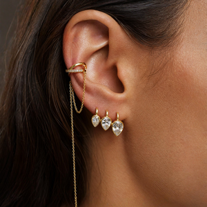 Faceted Teardrop Huggie Earring - Adina Eden's Jewels