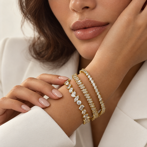 CZ Marquise/Baguette Solitaire Eternity Bracelet - Adina Eden's Jewels