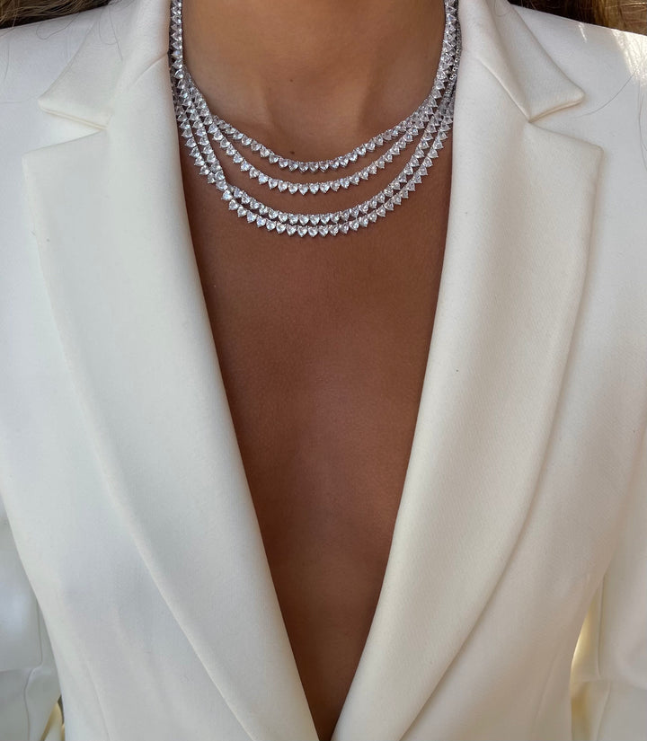  Heart Tennis Necklace - Adina Eden's Jewels