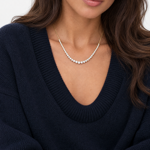 Lab Grown Diamond Round Graduated Half Tennis Necklace 14K