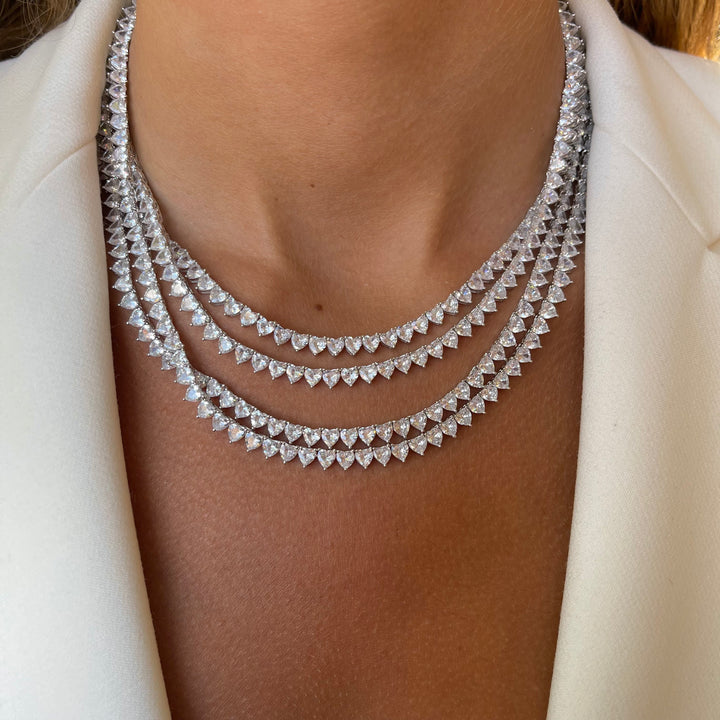  Heart Tennis Necklace - Adina Eden's Jewels