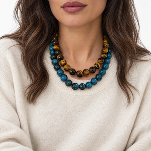 Apatite Quartz Natural Stone Ball Chain Necklace - Adina Eden's Jewels