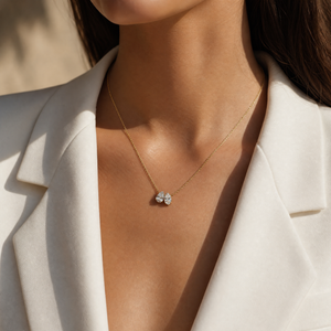 Lab Grown Diamond Marquise X Pear Necklace - Adina Eden's Jewels