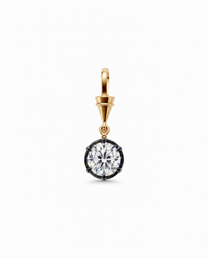 14K Gold / 3CT Lab Grown Diamond Round Encased Cone Bail Charm 14K - Adina Eden's Jewels