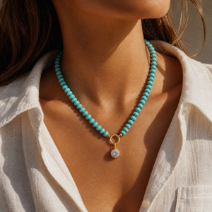 Turquoise Beaded Clicker Necklace - Adina Eden's Jewels