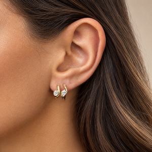 Lab Grown Diamond Marquise Twisted Huggie Earring 14K