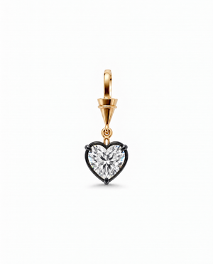 14K Gold / 3CT Lab Grown Diamond Heart Encased Cone Bail Charm 14K - Adina Eden's Jewels