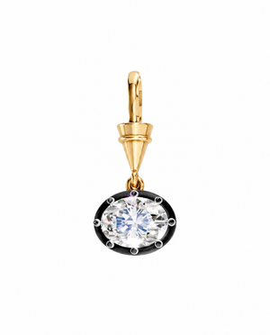 14K Gold / 3CT Lab Grown Diamond Oval Encased Cone Bail Charm 14K - Adina Eden's Jewels
