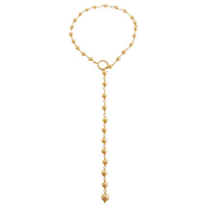 Gold Multi Ball Deep Lariat Necklace - Adina Eden's Jewels